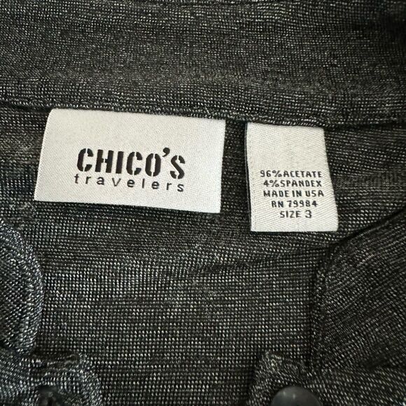 Chicos Sweater Womens XL Sz 3 Black Metallic Cardigan Stretch Button Front - Picture 4 of 6